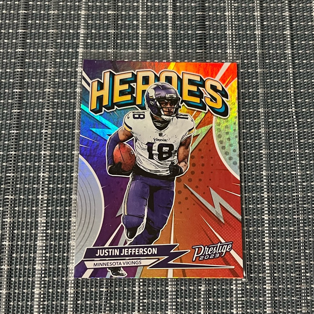Justin Jefferson 🌸 2022 Panini Prestige Heroes Minnesota Vikings Card #H-10